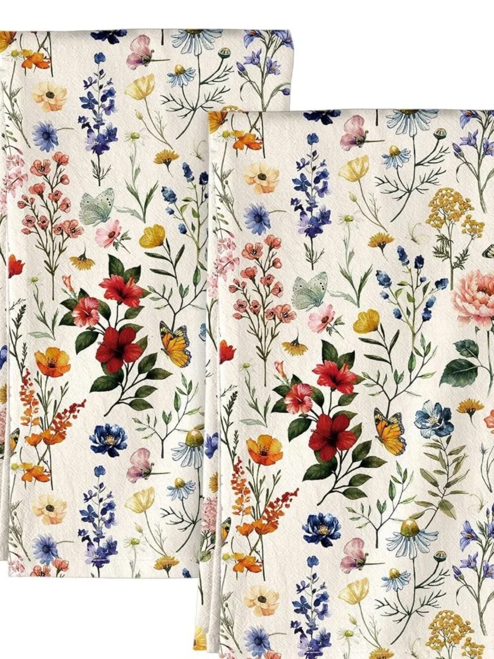 Flour Sack Kitchen Towels, Set of 2, Vintage Flower